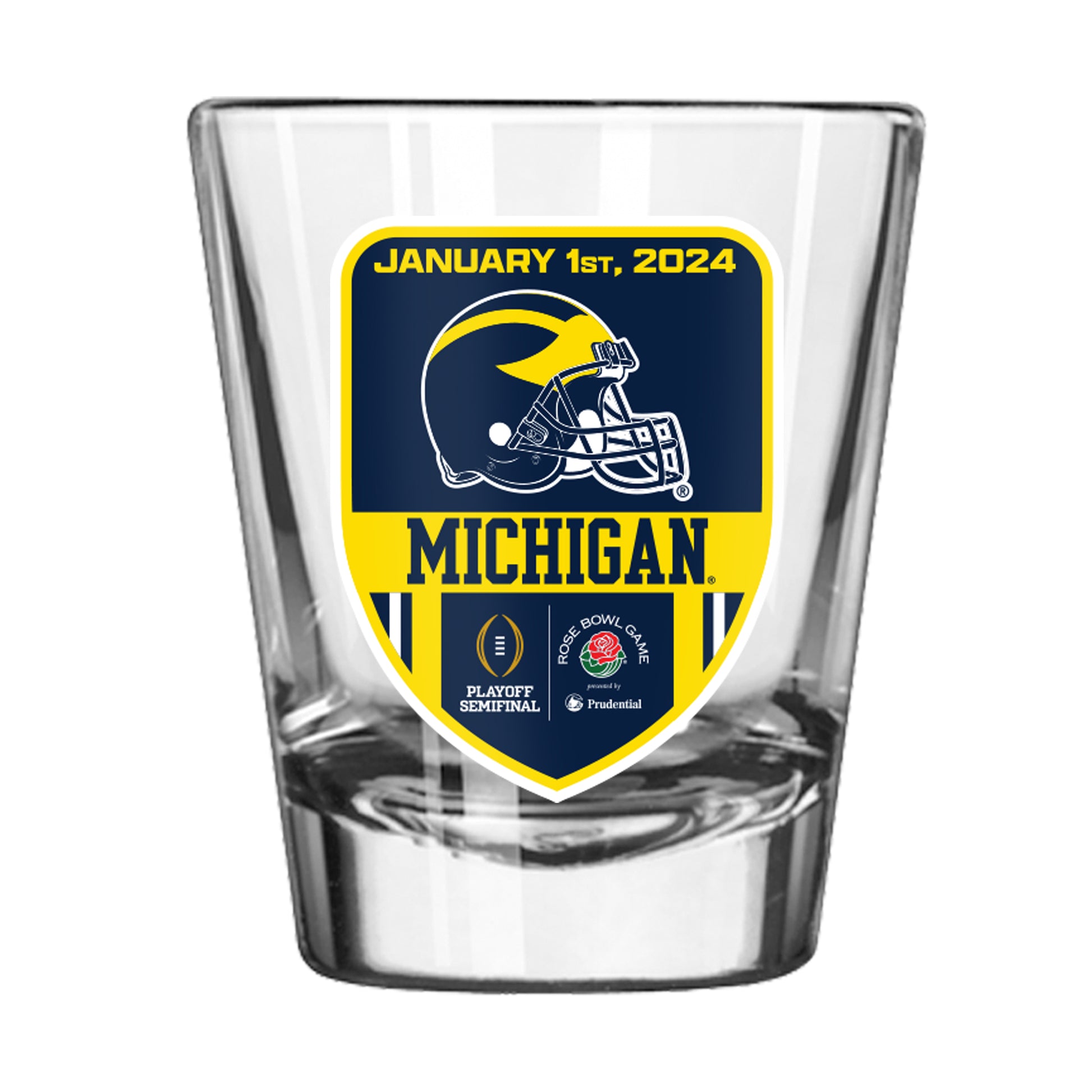 Michigan 2024 Rose Bowl Bound 2oz Shot Glass