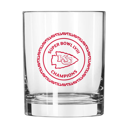 Kansas City Chiefs 14oz SB 58 Champions Rocks Glass