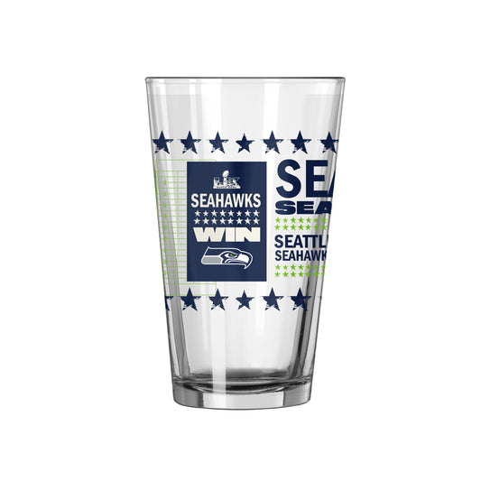 Seattle Seahawks 2026 Super Bowl Champions 16oz Score Pint Glass