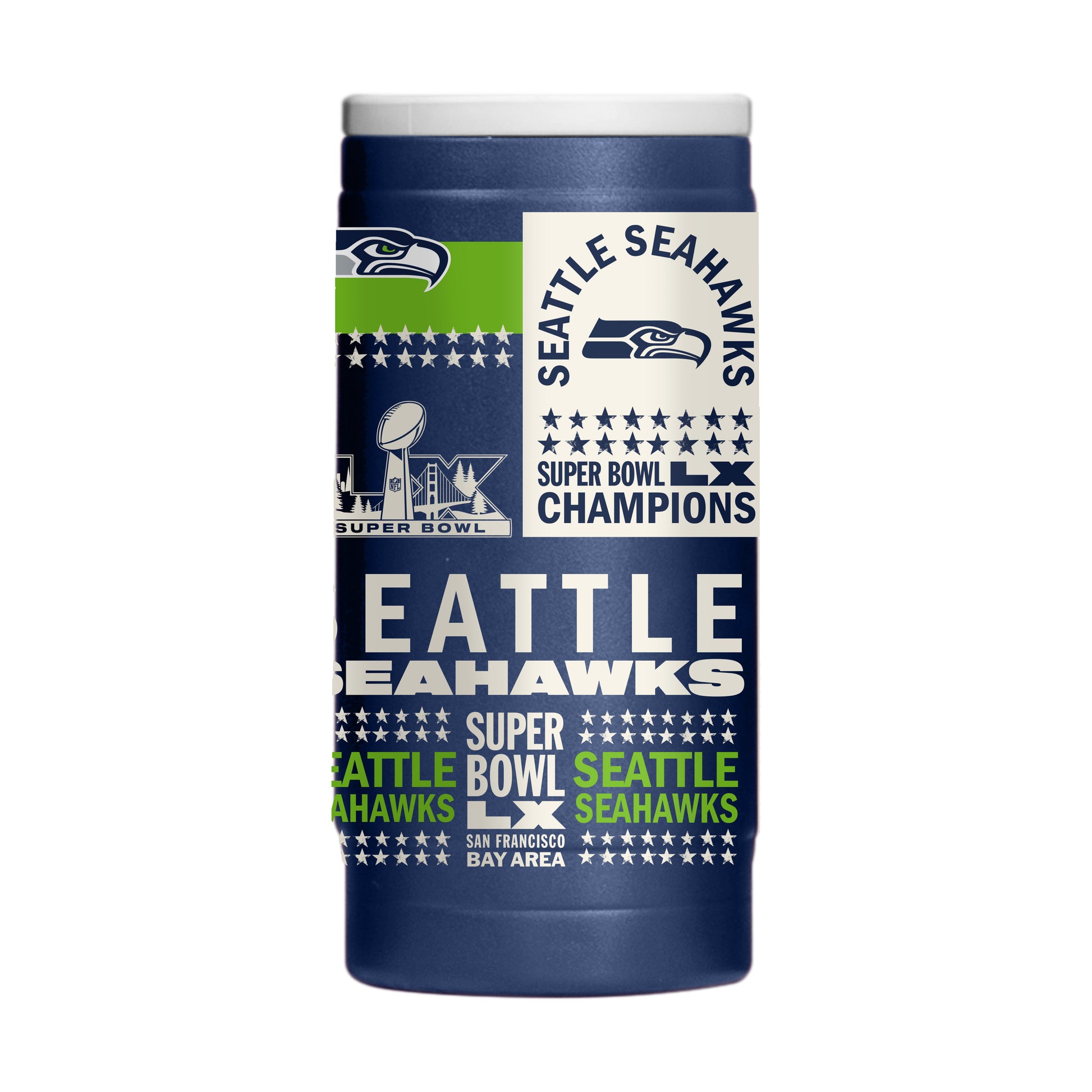 Seattle Seahawks 2026 Super Bowl Champions 12oz PC Slim Can Coolie