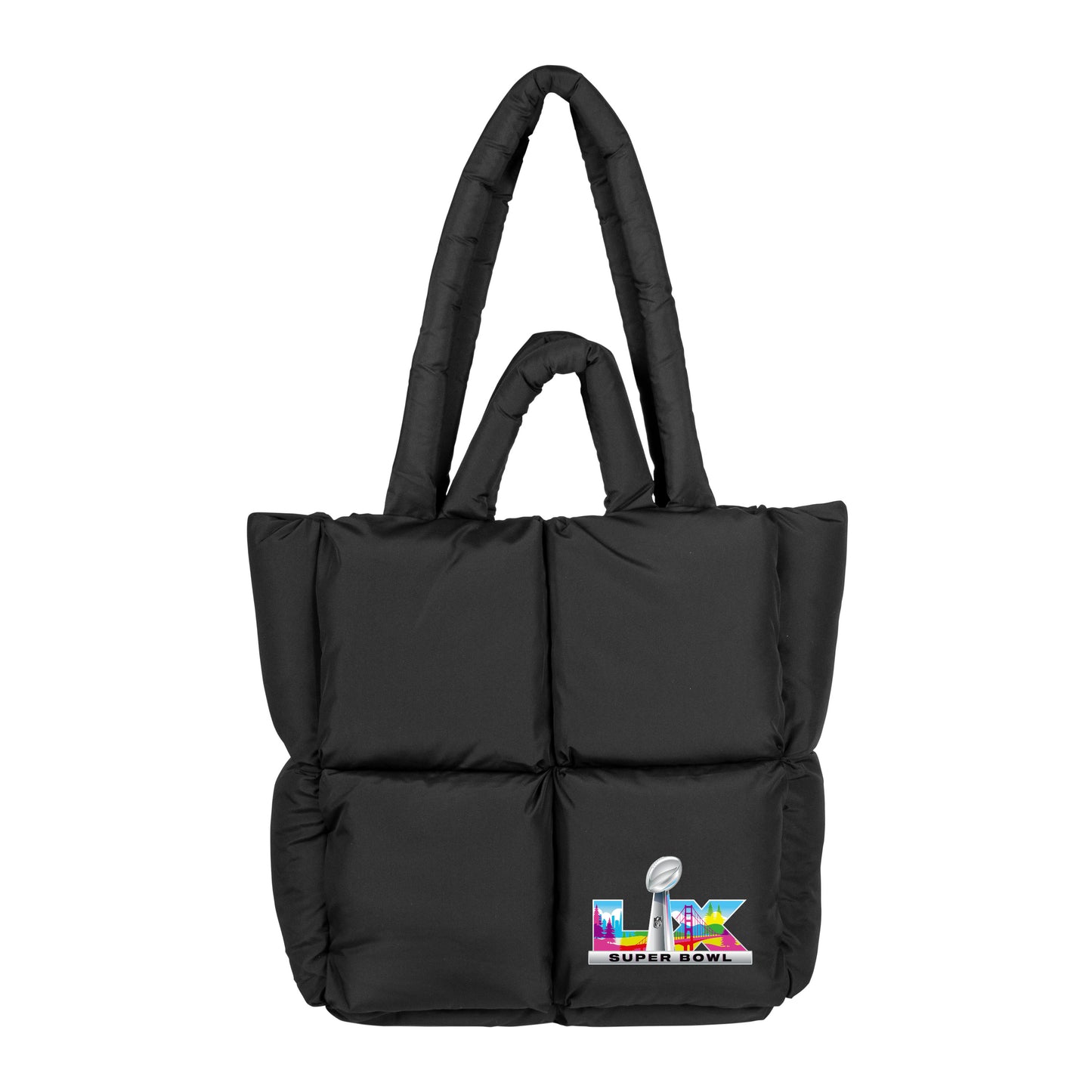 Super Bowl 60 Black Puff Tote