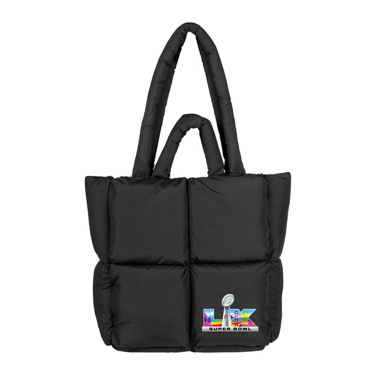 Super Bowl 60 Black Puff Tote