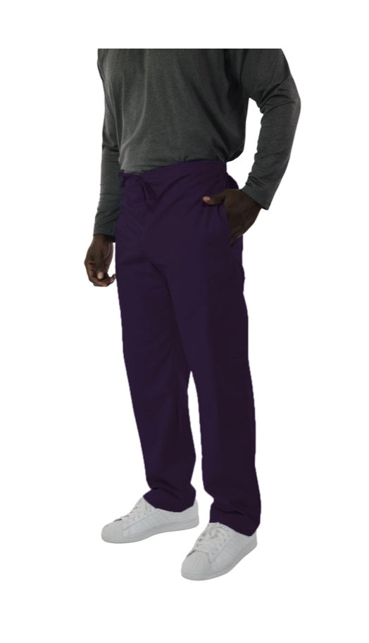 Man in a grey long-sleeve shirt and UltraSoft Unisex Cargo 6-Pocket Pants 313C standing with one hand in his pocket, visible from the waist down.
