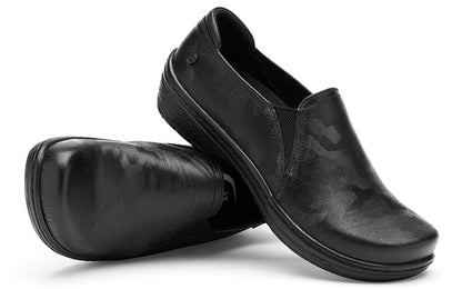 A pair of Moxy by Klogs Footwear slip-on shoes set against a white background.