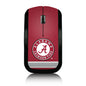 Wireless computer mouse with an Alabama Crimson-Tide Solid Wordmark Bluetooth Speaker logo on a red background.