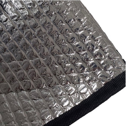 Close-up of a Miami Hurricanes Auto Shade with a textured surface and black border.