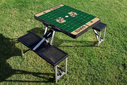 New Orleans Saints Football Field - Picnic Table Portable Folding Table with Seats