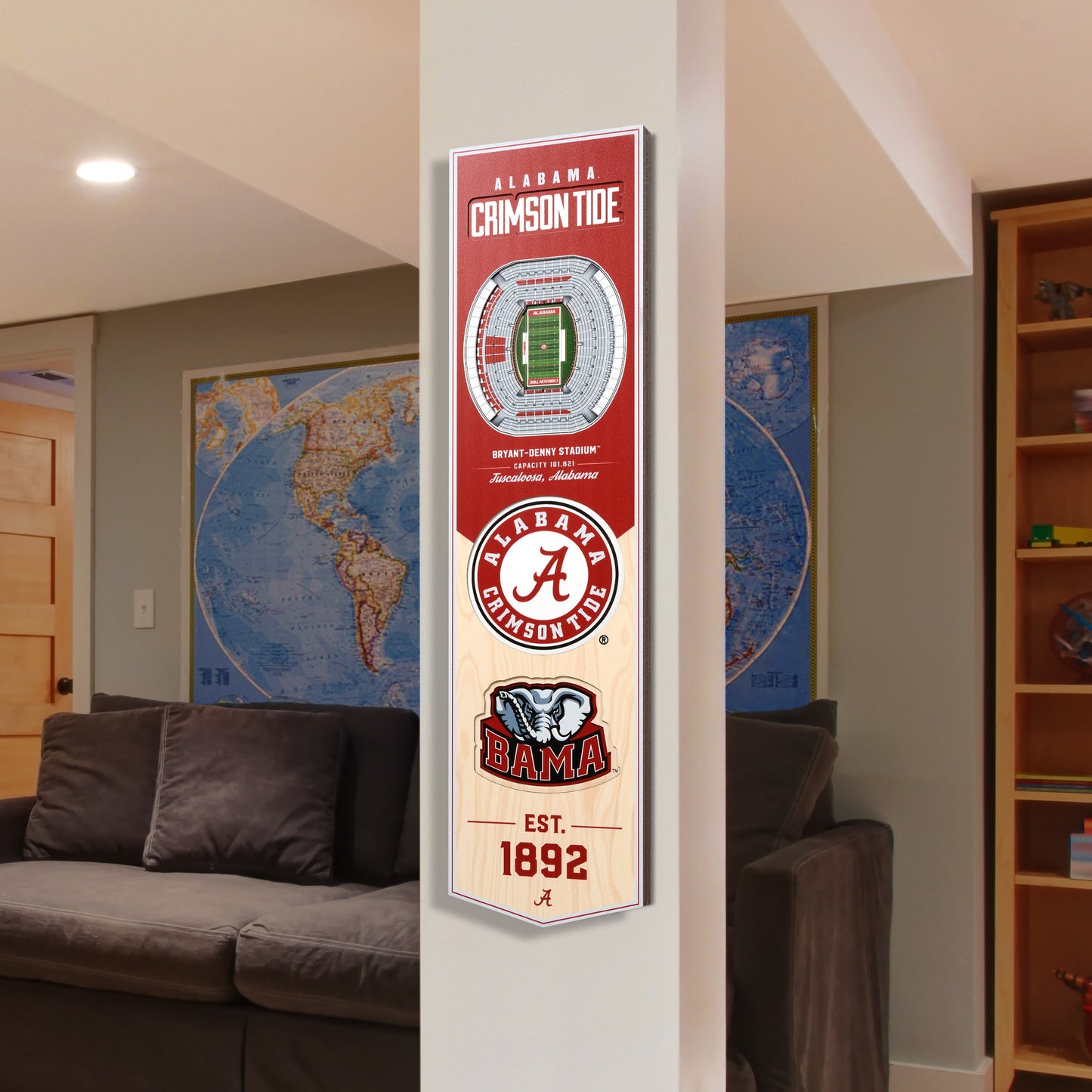 NCAA Alabama Crimson Tide 3D Stadium Banner 8' X 32'