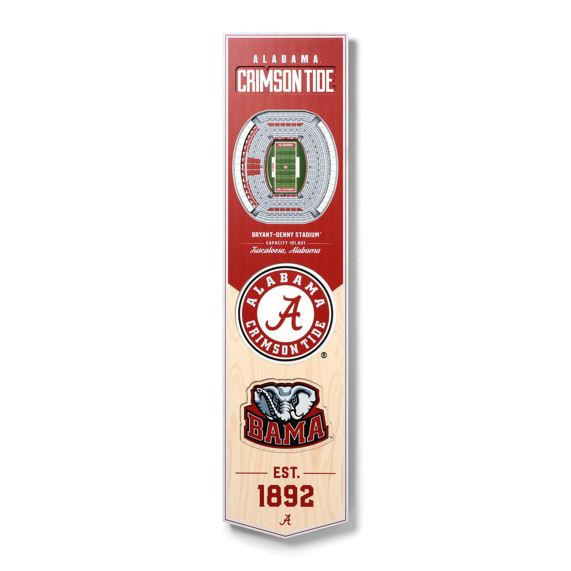 NCAA Alabama Crimson Tide 3D Stadium Banner 8' X 32'