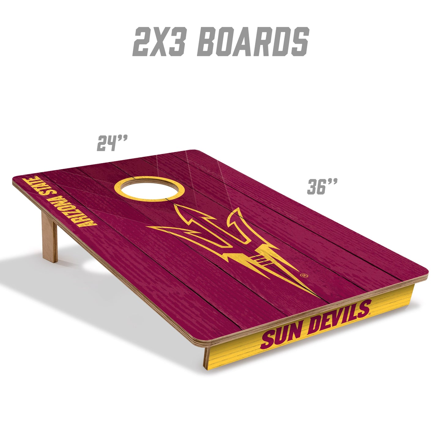 NCAA Arizona State Sun Devils 2' X 3' All-Wood Cornhole Set - Alt 4