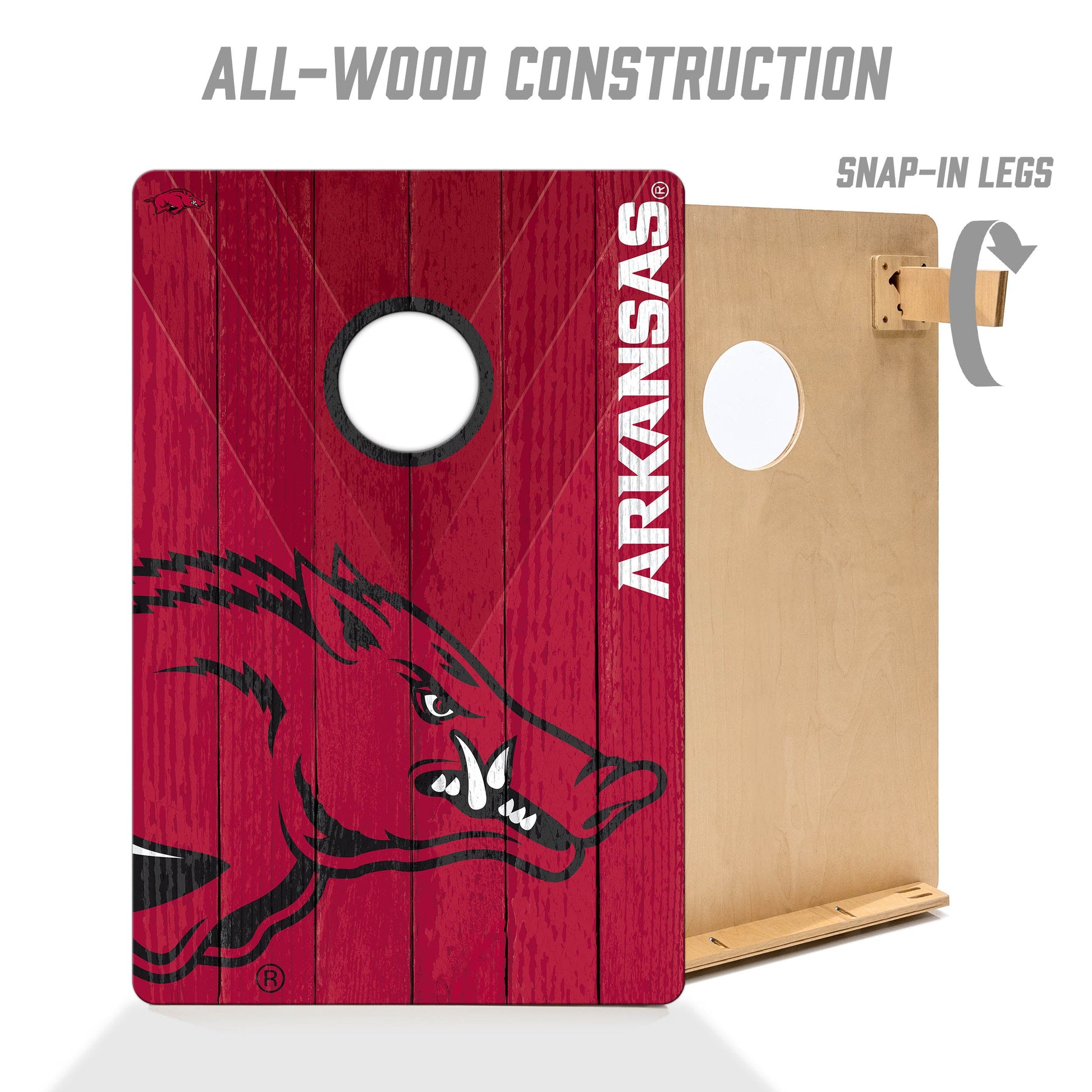 NCAA Arkansas Razorbacks 2' X 3' All-Wood Cornhole Set - Alt 2