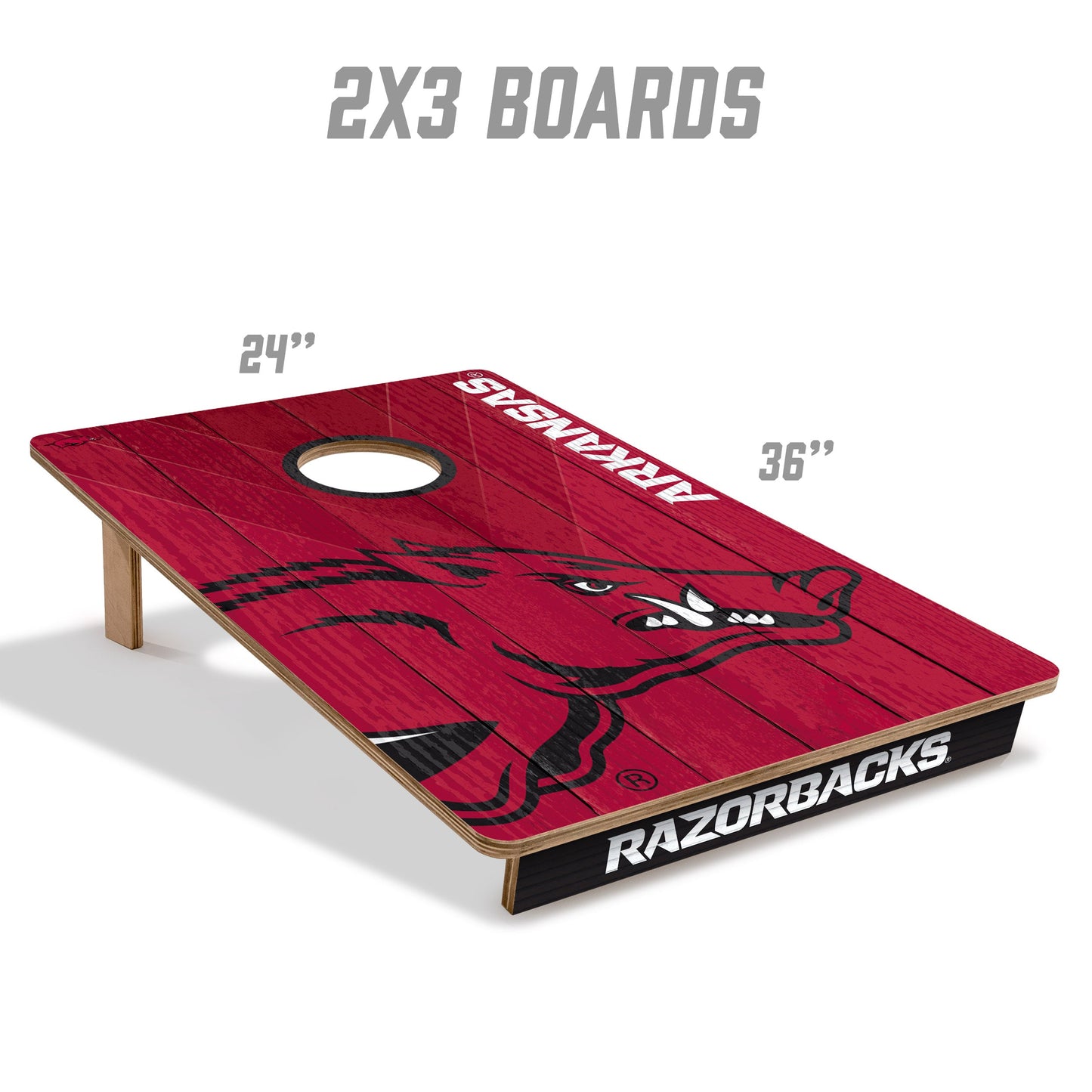 NCAA Arkansas Razorbacks 2' X 3' All-Wood Cornhole Set - Alt 4