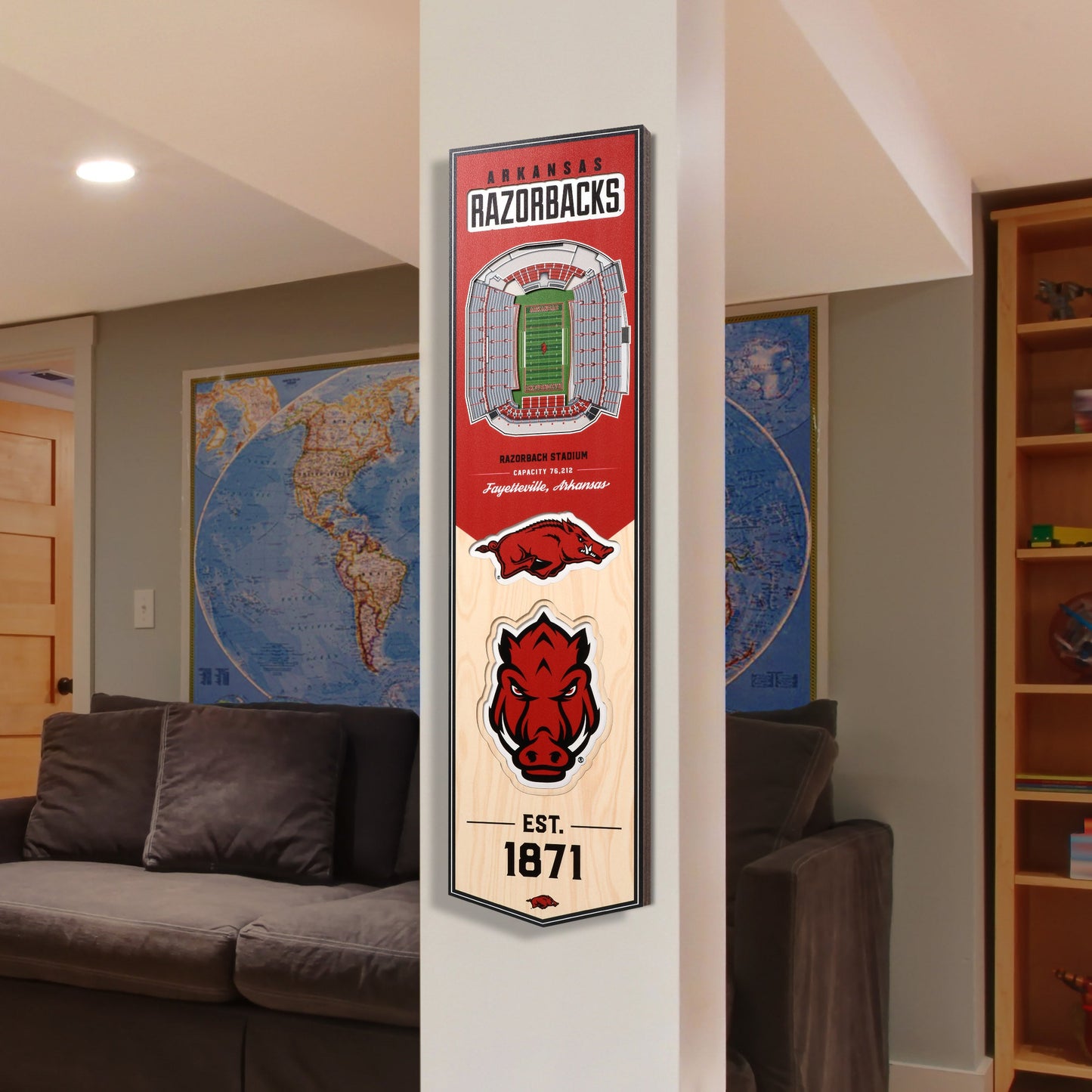 NCAA Arkansas Razorbacks 3D Stadium Banner 8' X 32'