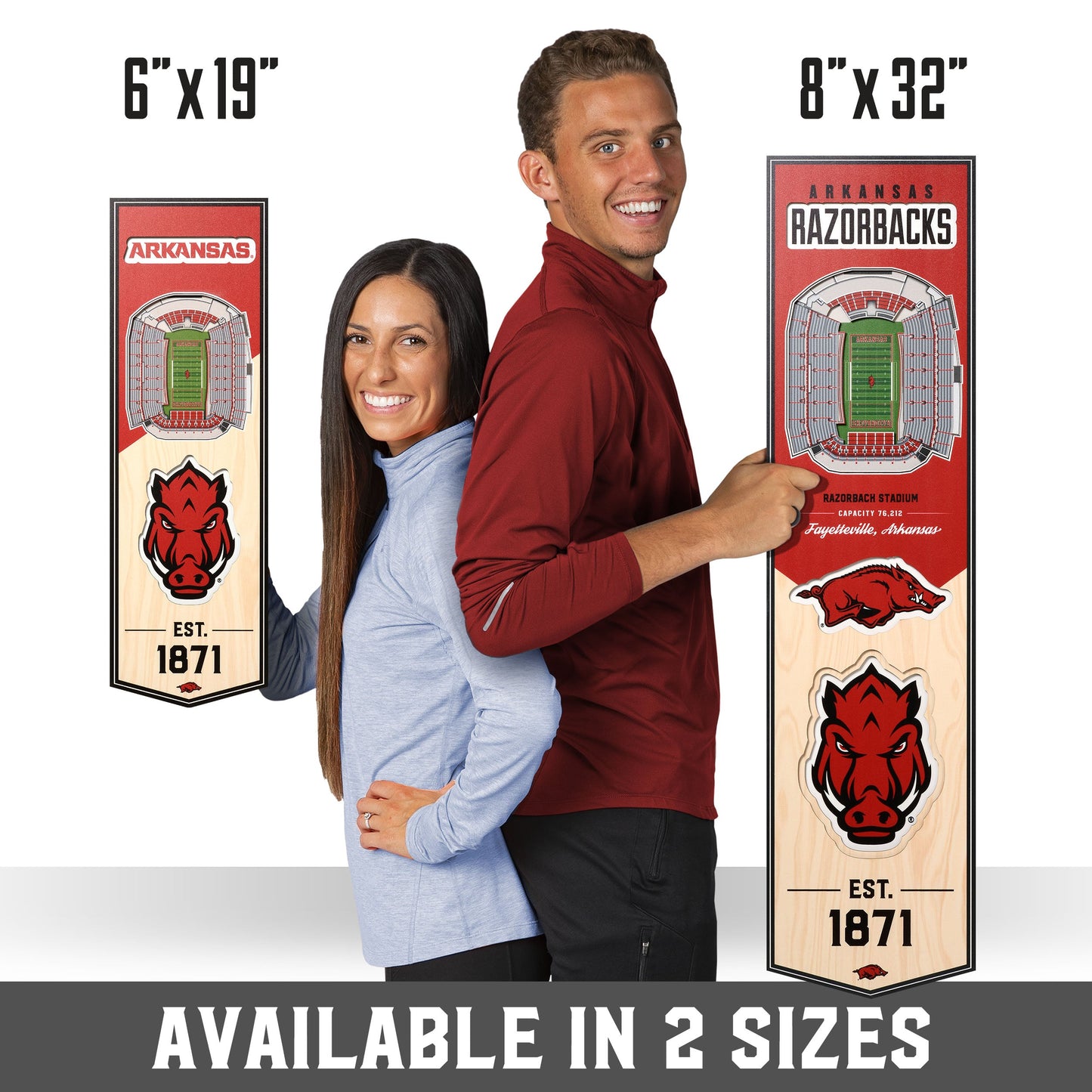 NCAA Arkansas Razorbacks 3D Stadium Banner 8' X 32'