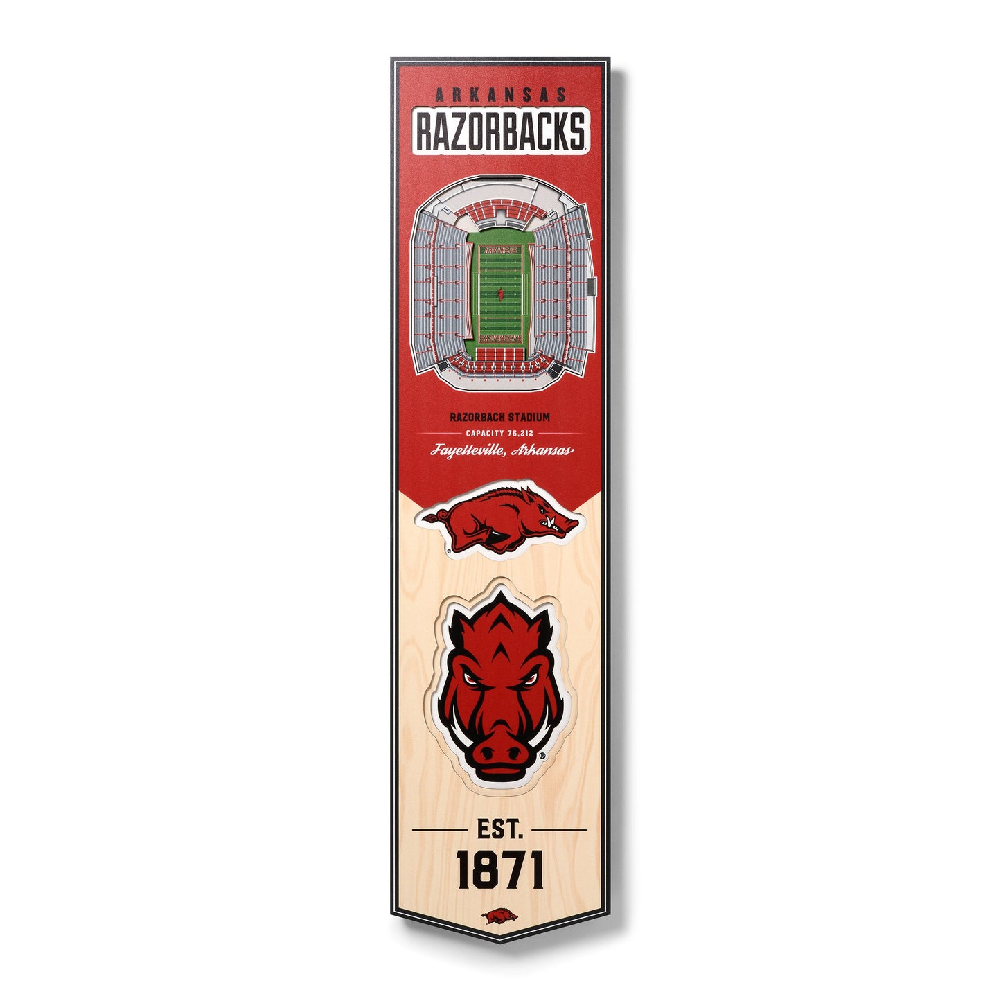 NCAA Arkansas Razorbacks 3D Stadium Banner 8' X 32'