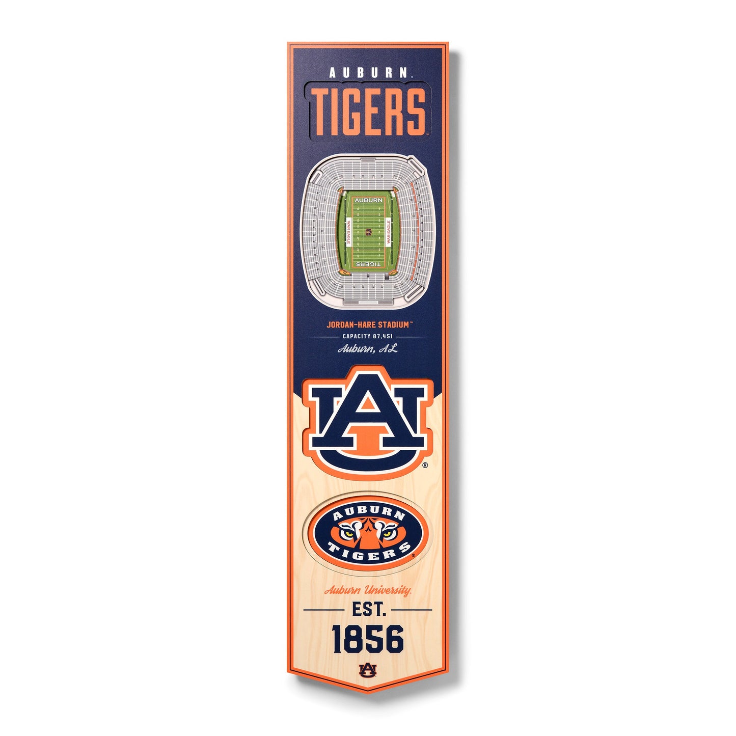 NCAA Auburn Tigers 3D Stadium Banner 8' X 32'