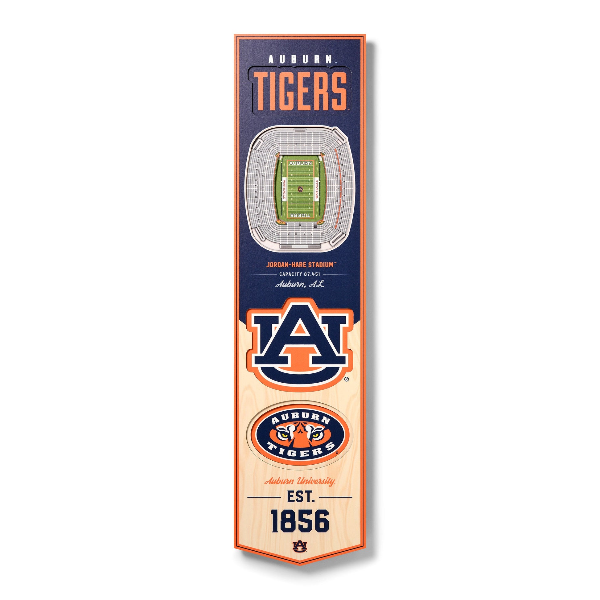 NCAA Auburn Tigers 3D Stadium Banner 8' X 32'
