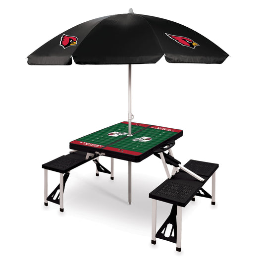 Arizona Cardinals - Picnic Table Portable Folding Table with Seats and Umbrella