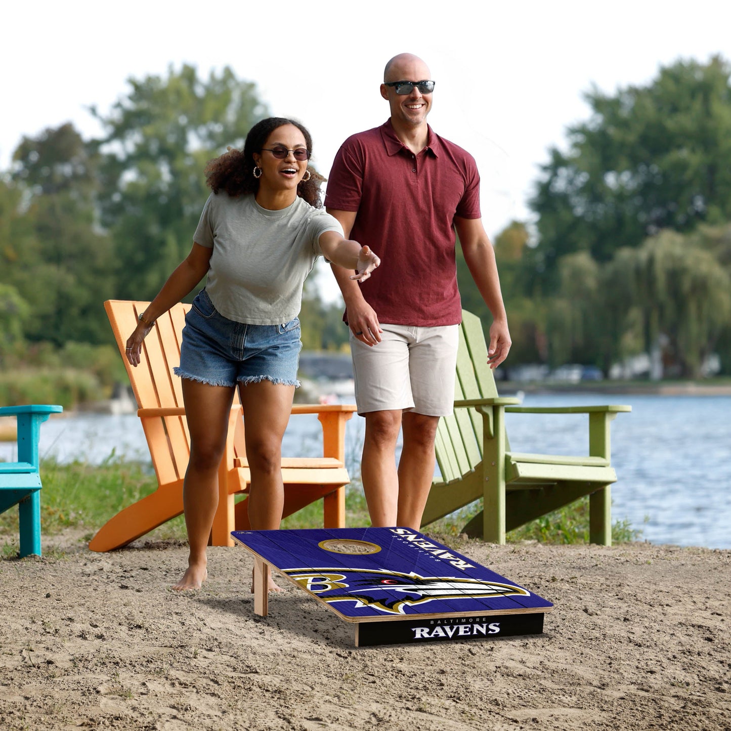 NFL Baltimore Ravens 2' X 3' All-Wood Cornhole Set - Alt 5