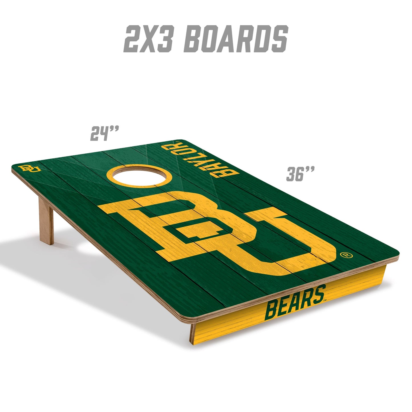 NCAA Baylor Bears 2' X 3' All-Wood Cornhole Set - Alt 4