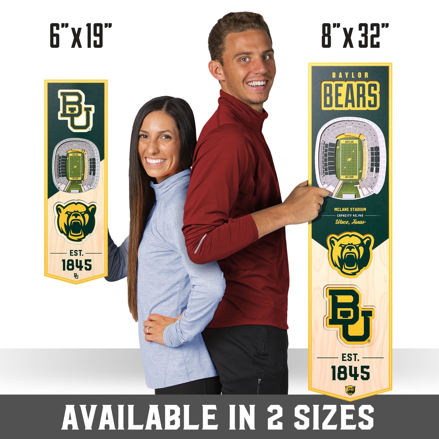 NCAA Baylor Bears 3D Stadium Banner 8' X 32'