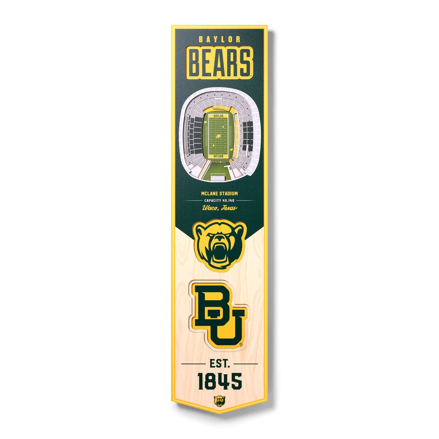 NCAA Baylor Bears 3D Stadium Banner 8' X 32'