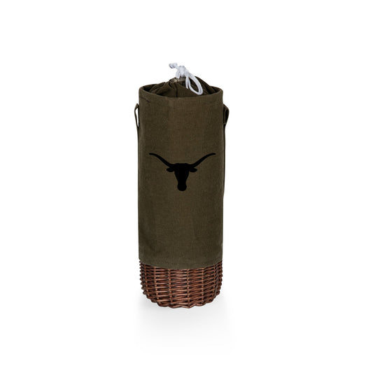Texas Longhorns - Malbec Insulated Canvas and Willow Wine Bottle Basket