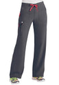 Gray CROSS FLEX UTILITY BOOT CUT SCRUB PANT C52110 with red drawstring and zipper details, worn with visible neon green and black sneakers.
