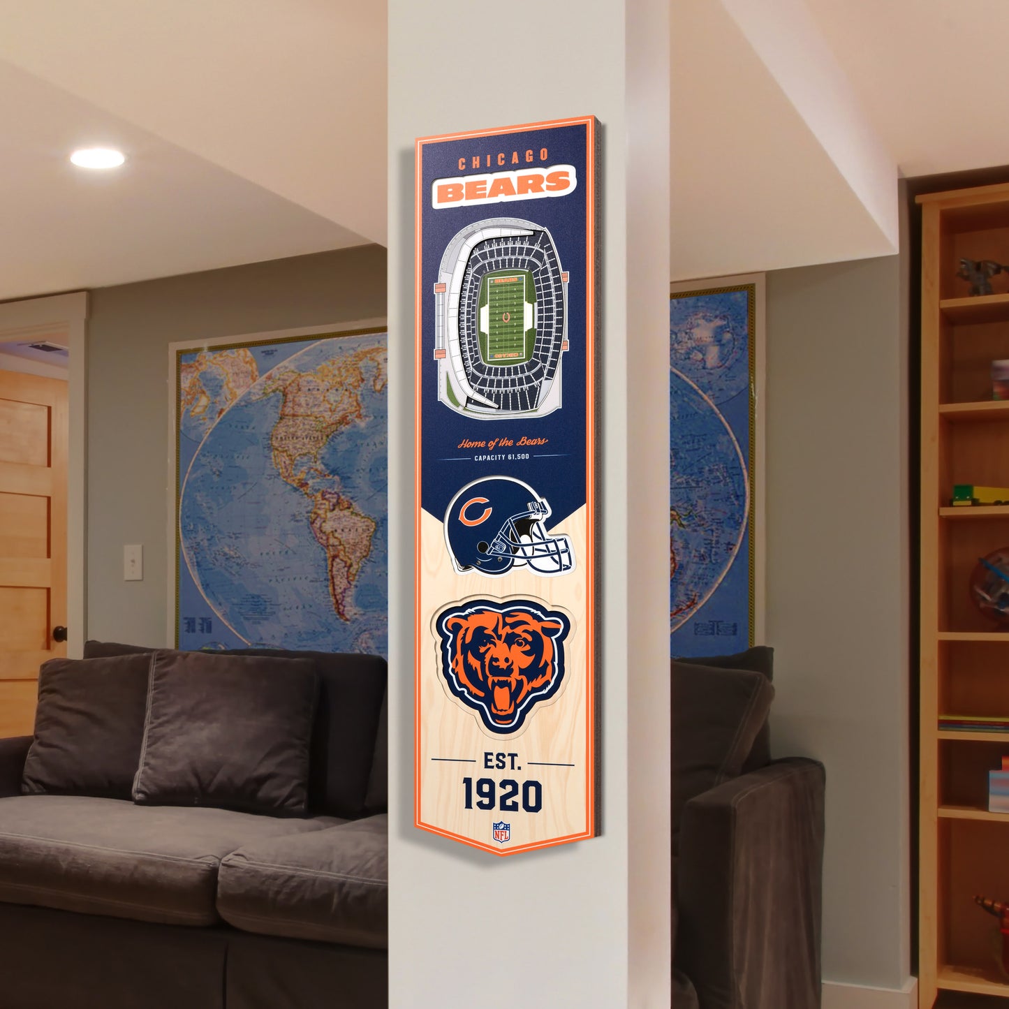 NFL Chicago Bears 3D Stadium Banner 8' X 32'