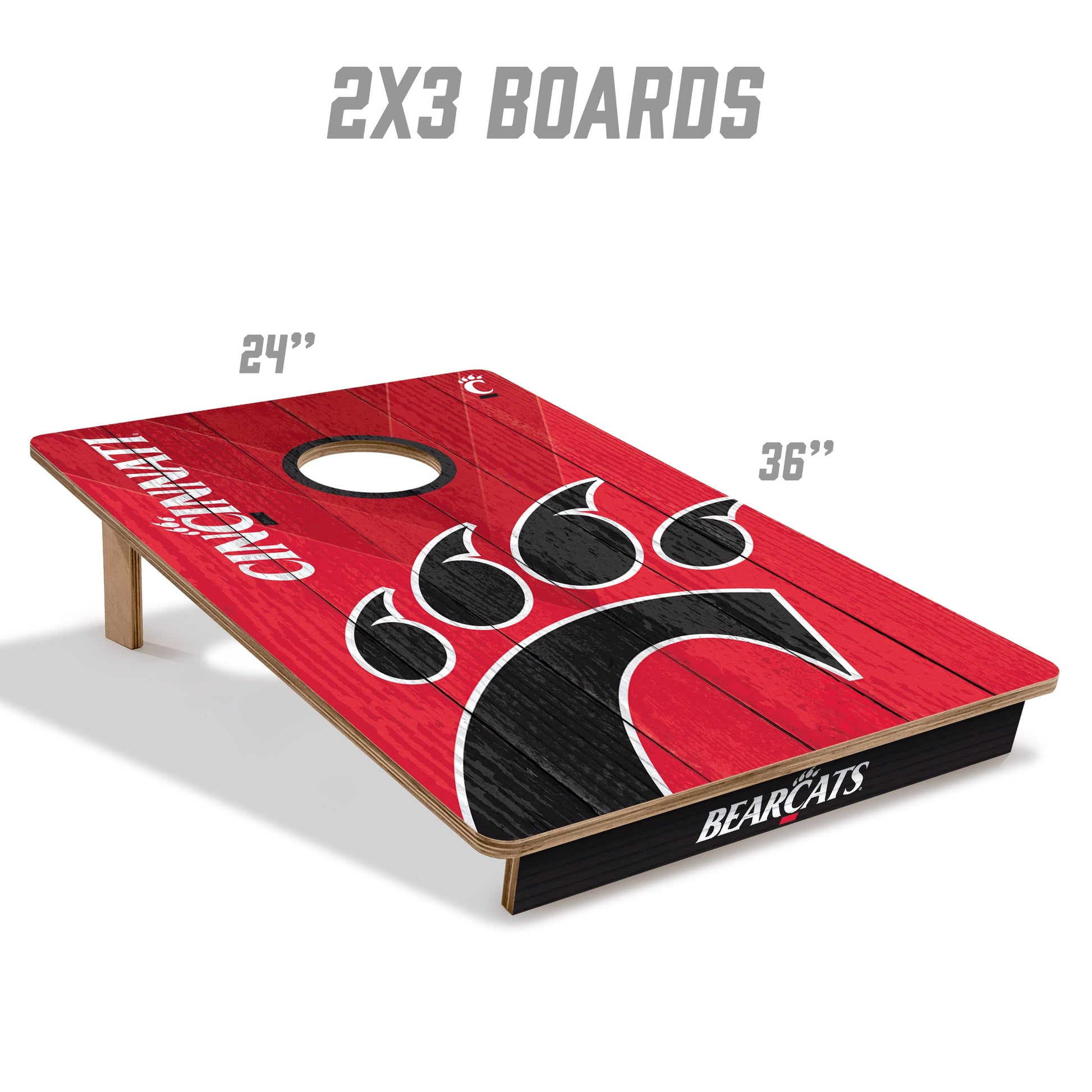 NCAA Cincinnati Bearcats 2' X 3' All-Wood Cornhole Set - Alt 4