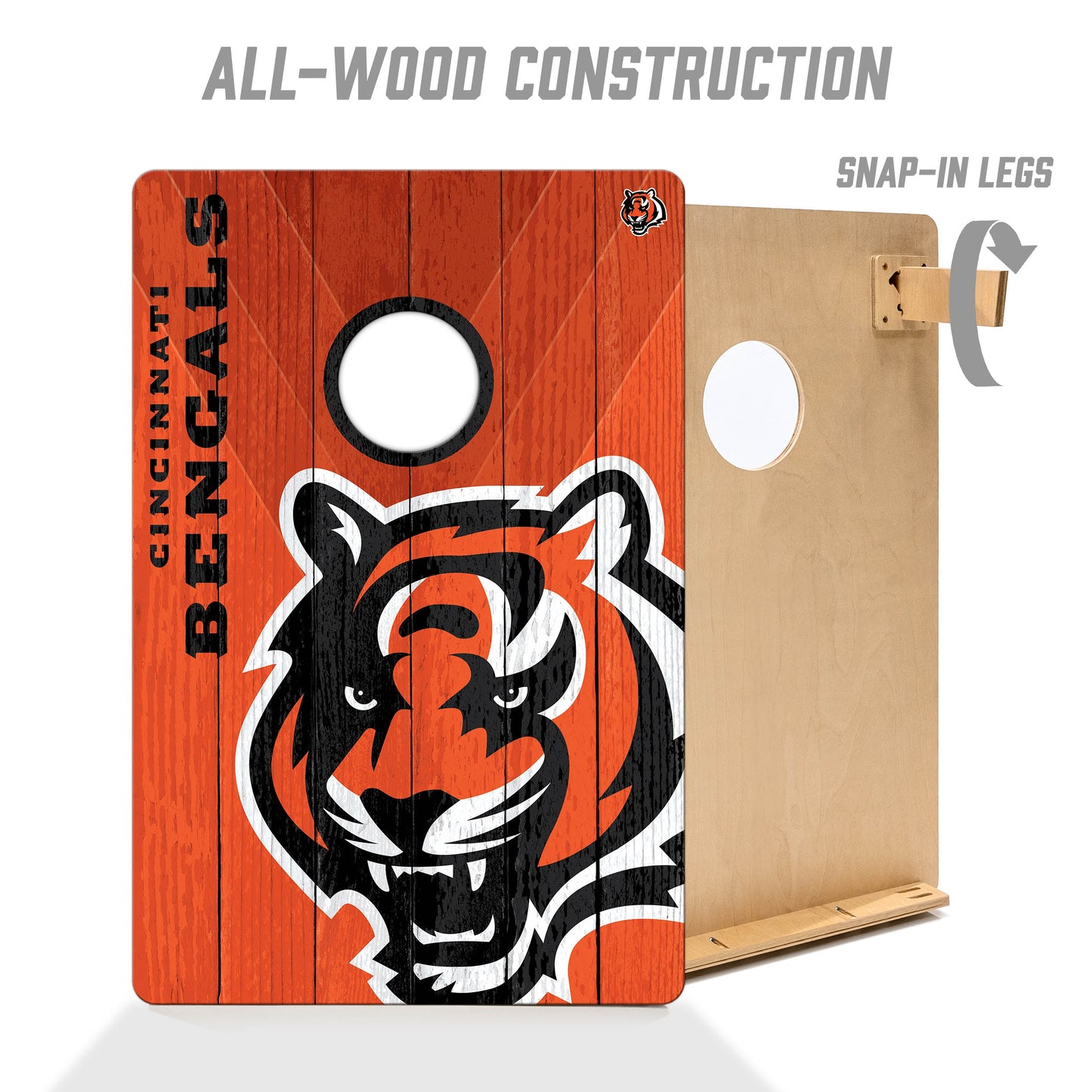 NFL Cincinnati Bengals 2' X 3' All-Wood Cornhole Set - Alt 2