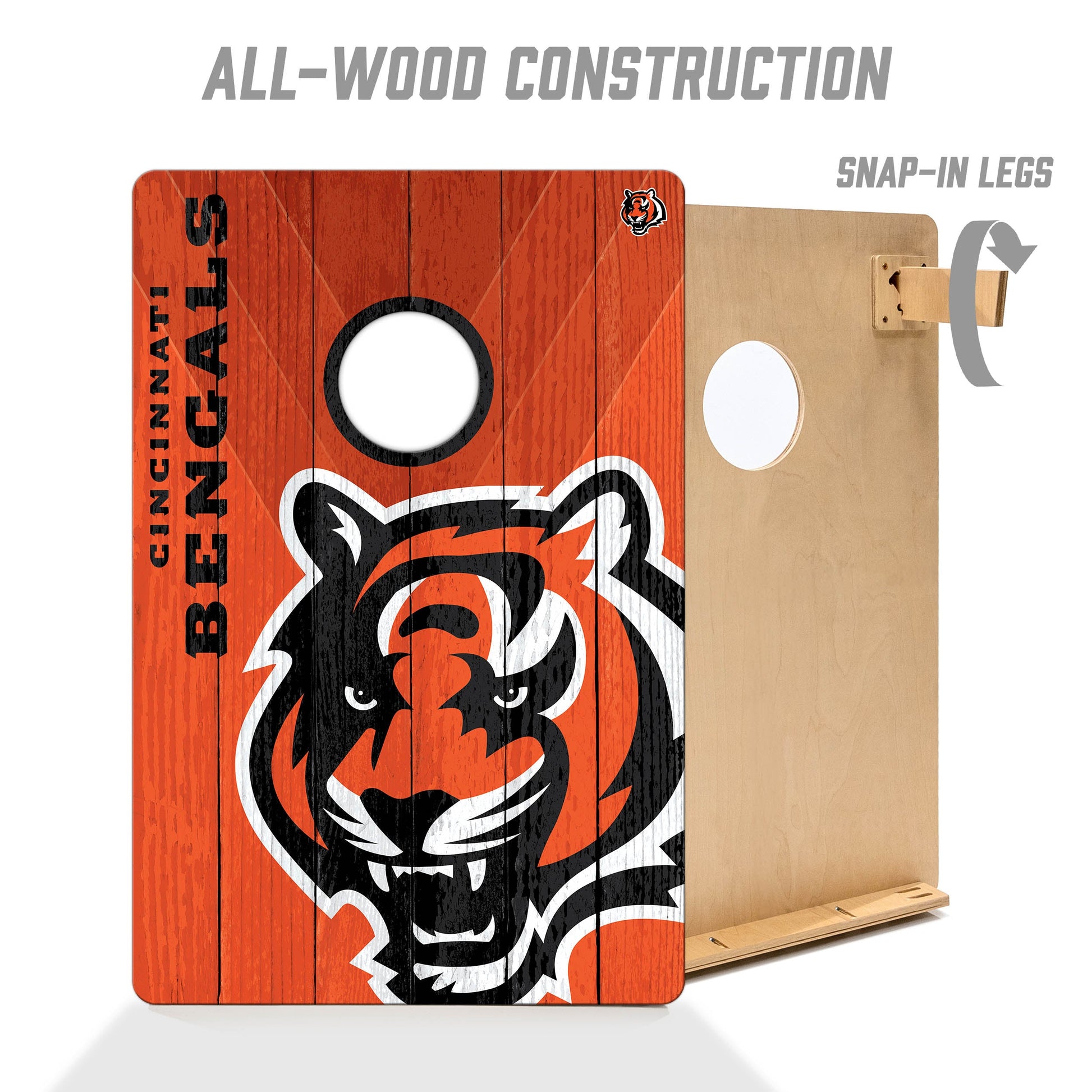 NFL Cincinnati Bengals 2' X 3' All-Wood Cornhole Set - Alt 2