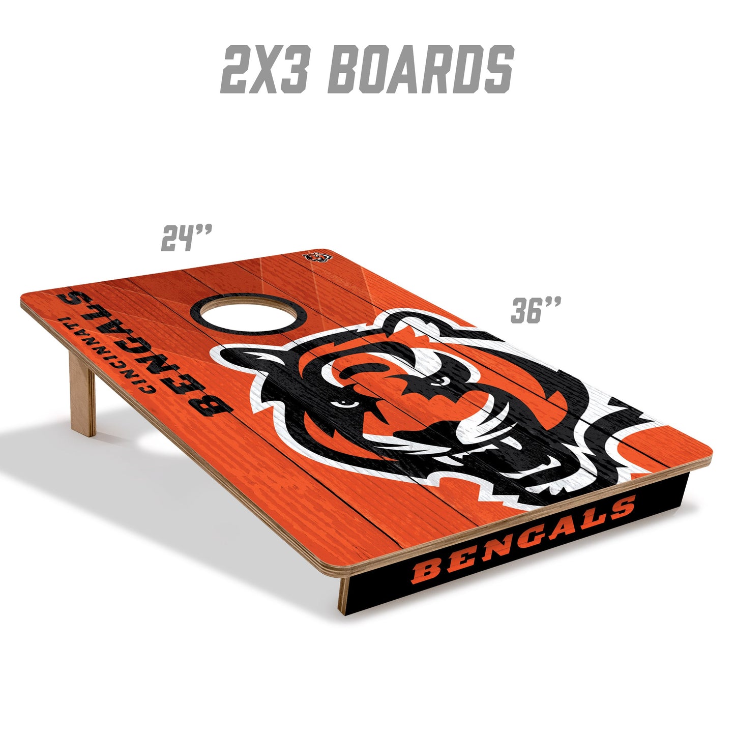 NFL Cincinnati Bengals 2' X 3' All-Wood Cornhole Set - Alt 4