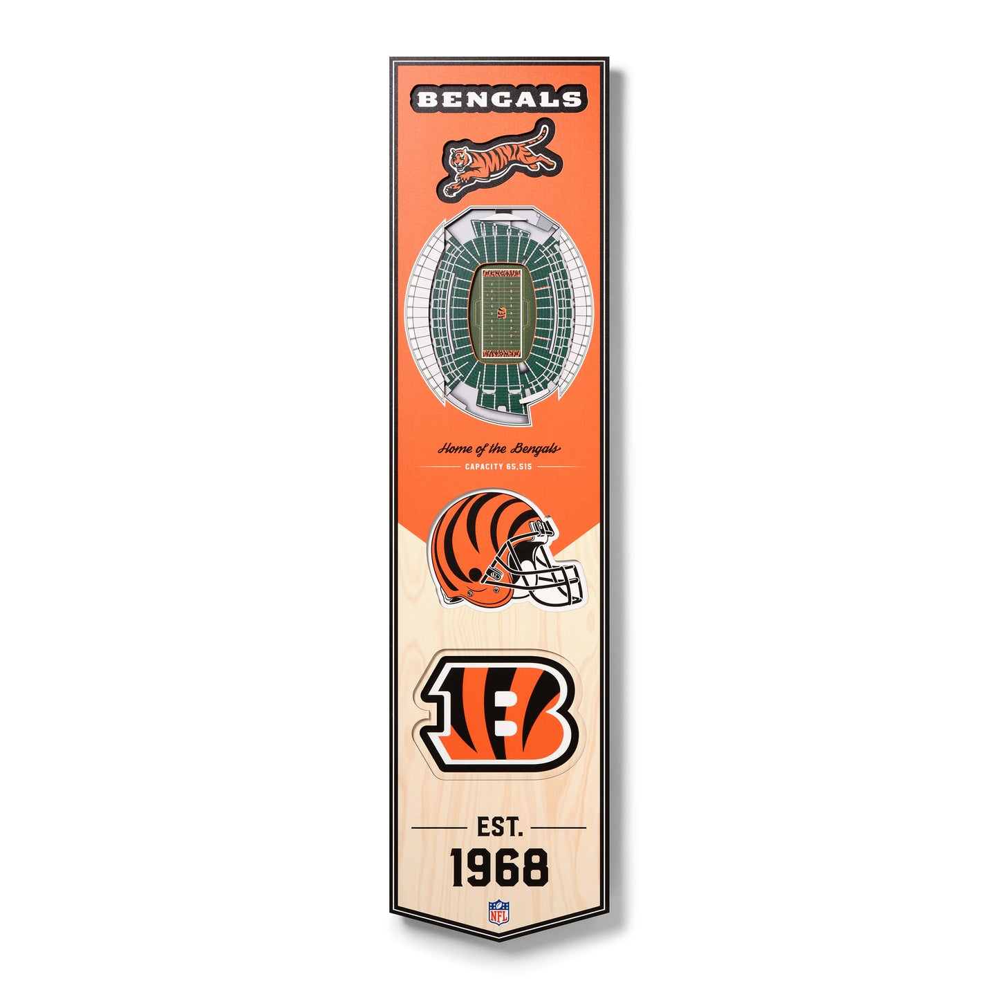 NFL Cincinnati Bengals 3D Stadium Banner 8' X 32'