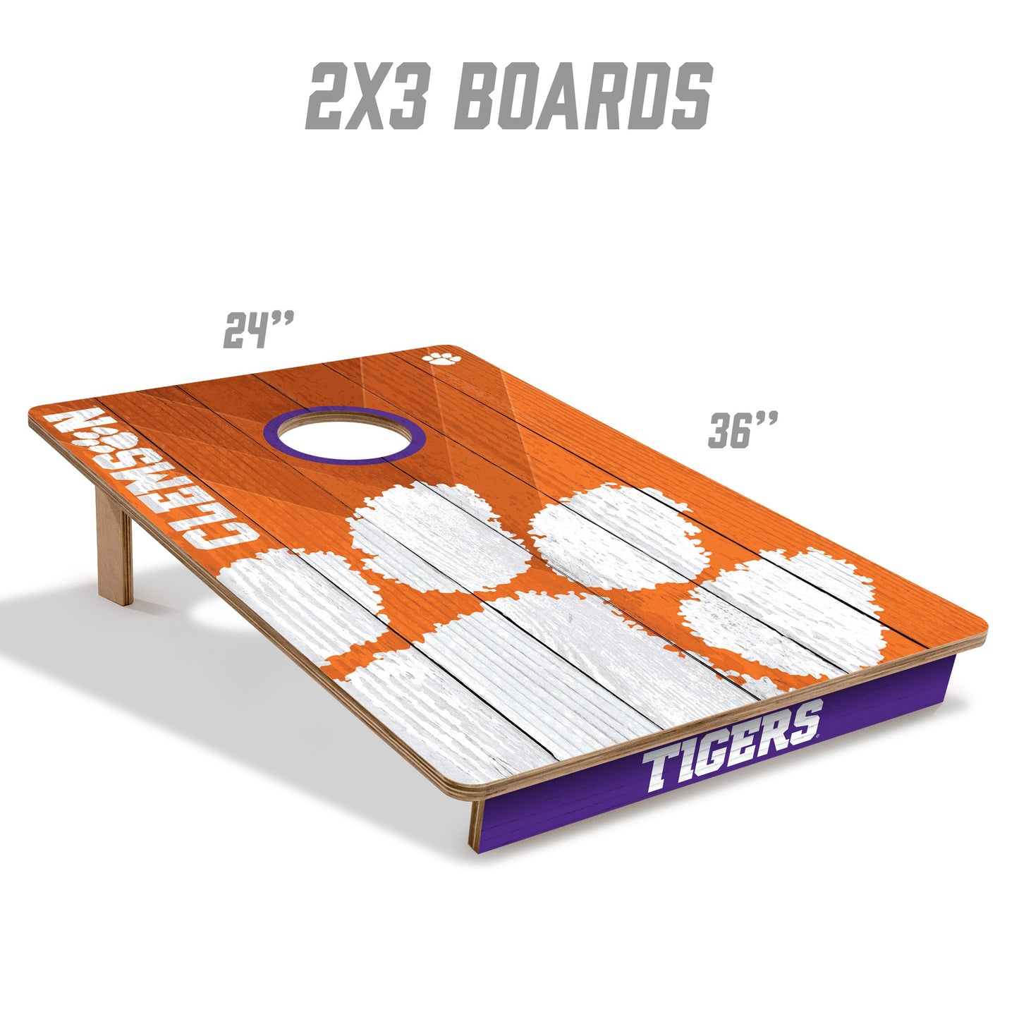 NCAA Clemson Tigers 2' X 3' All-Wood Cornhole Set - Alt 4