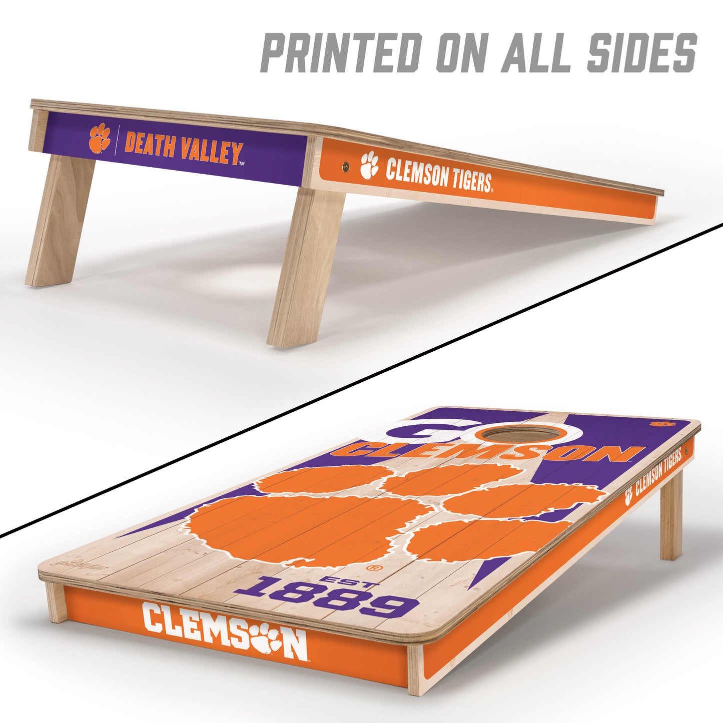 NCAA Clemson Tigers 2' x 4' All-Wood Cornhole Set