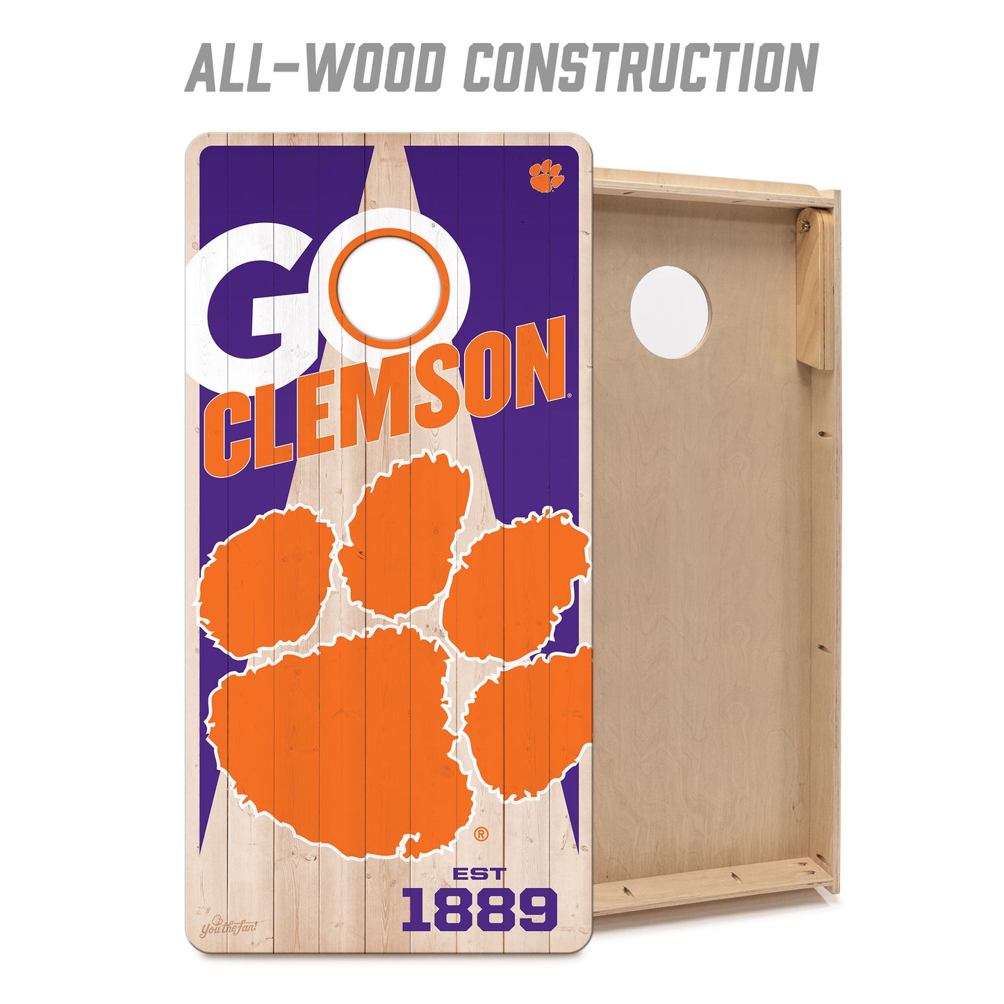 NCAA Clemson Tigers 2' x 4' All-Wood Cornhole Set