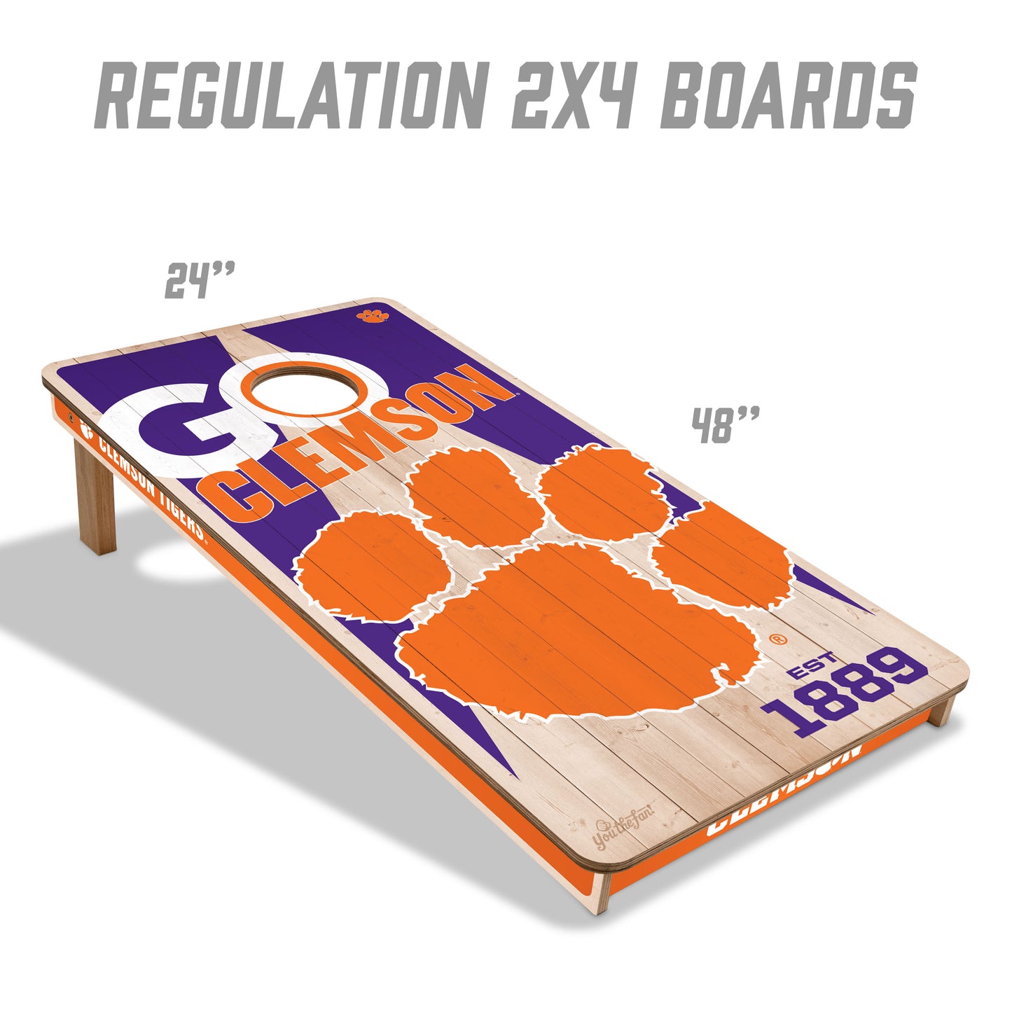 NCAA Clemson Tigers 2' x 4' All-Wood Cornhole Set