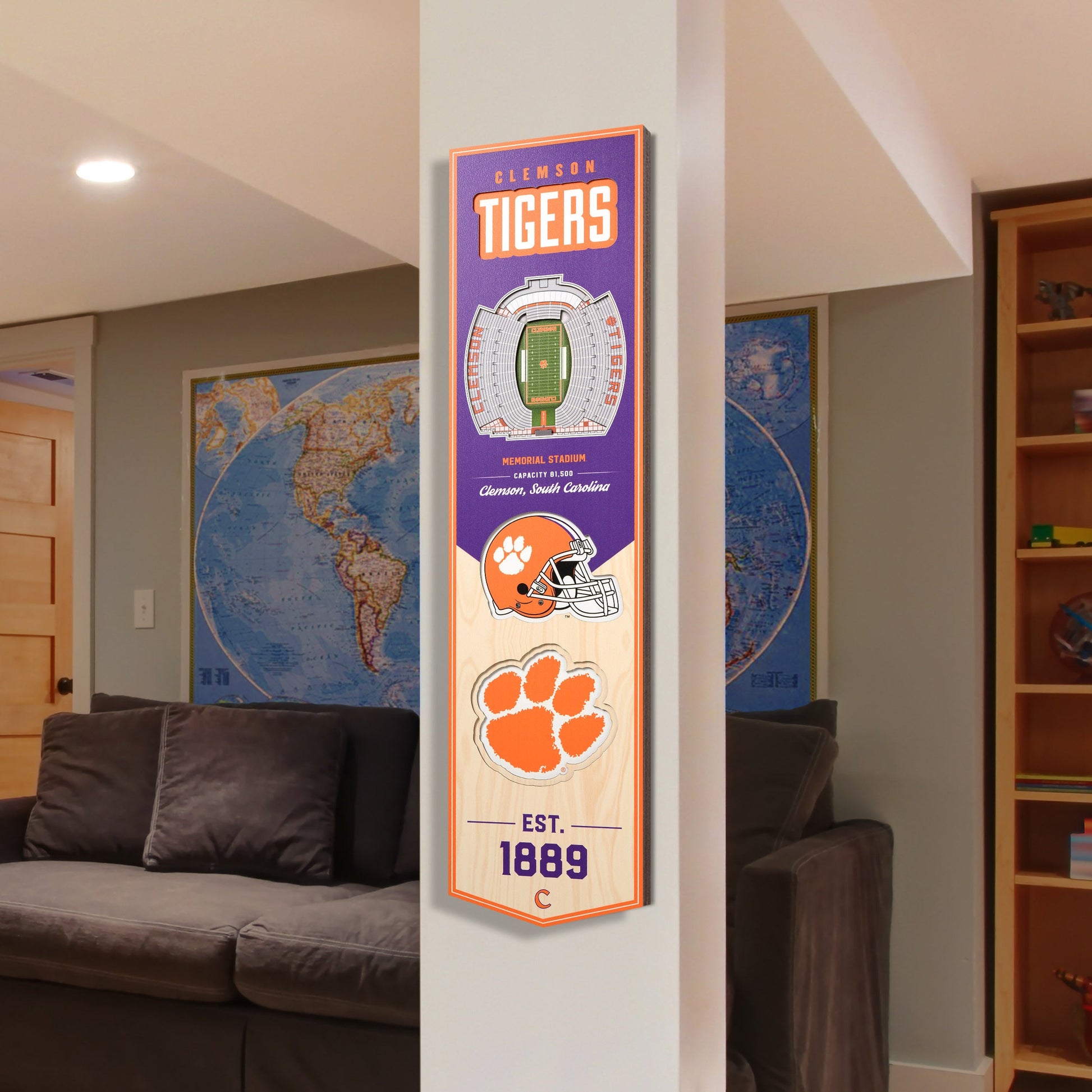 NCAA Clemson Tigers 3D Stadium Banner 8' X 32'