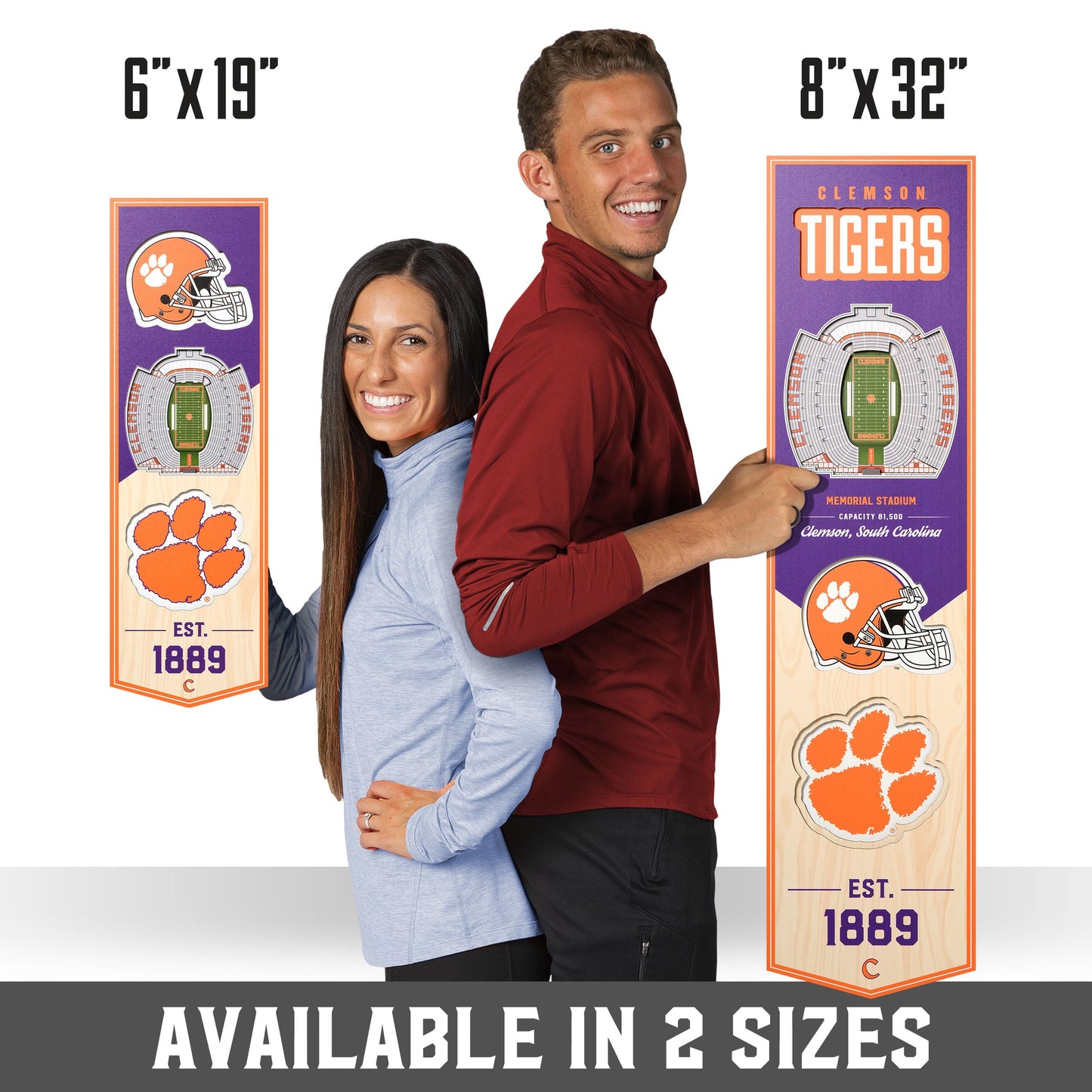 NCAA Clemson Tigers 3D Stadium Banner 8' X 32'