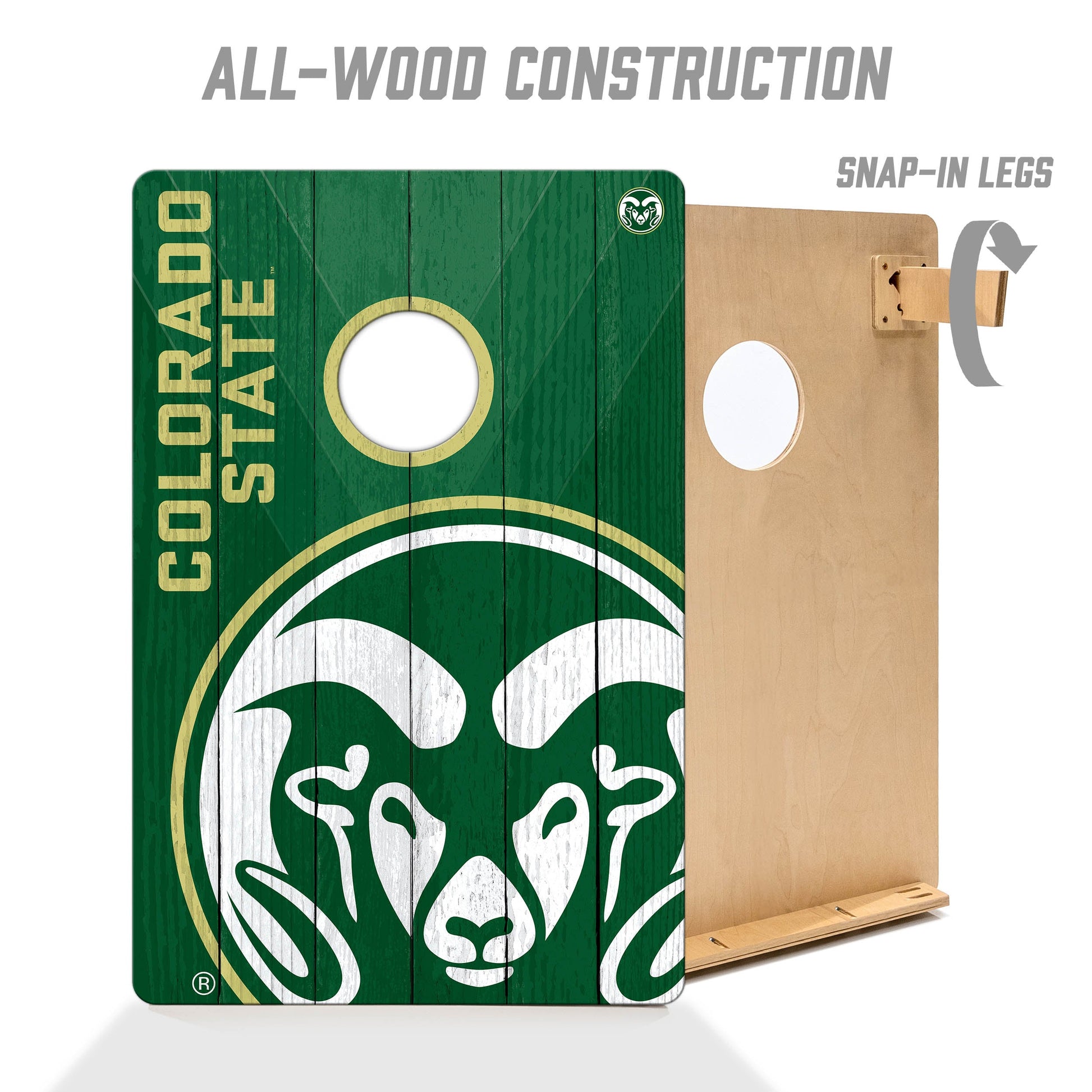 NCAA Colorado State Rams 2' X 3' All-Wood Cornhole Set - Alt 2