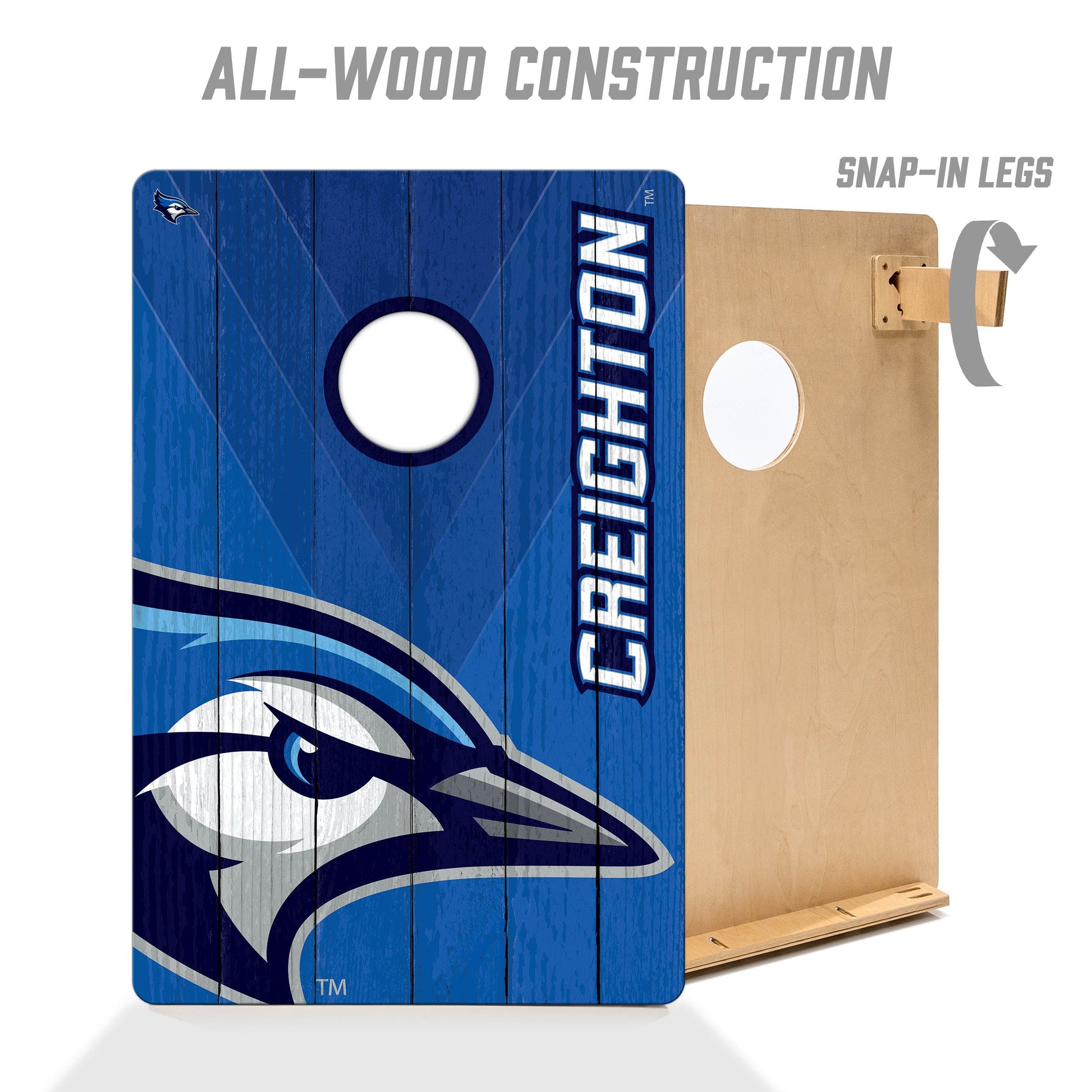 NCAA Creighton Bluejays 2' X 3' All-Wood Cornhole Set - Alt 2