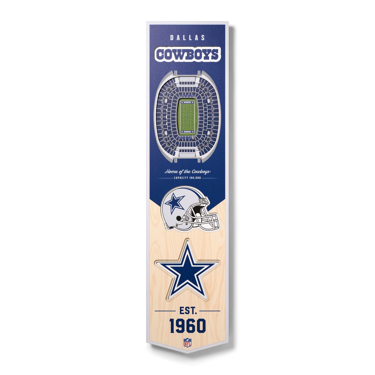 NFL Dallas Cowboys 3D Stadium Banner 8' X 32'