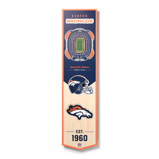 NFL Denver Broncos 3D Stadium Banner 8' X 32'