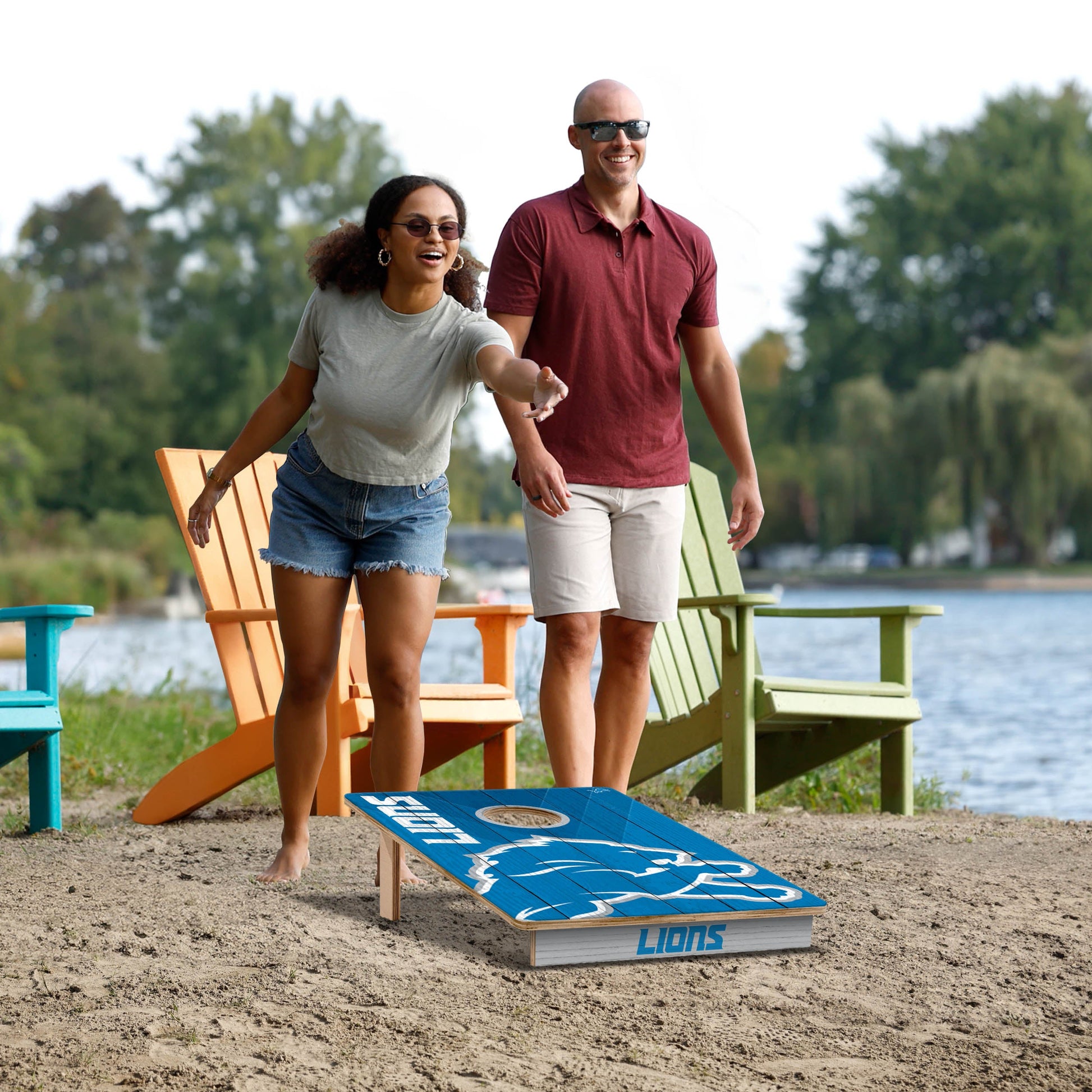 NFL Detroit Lions 2' X 3' All-Wood Cornhole Set - Alt 5
