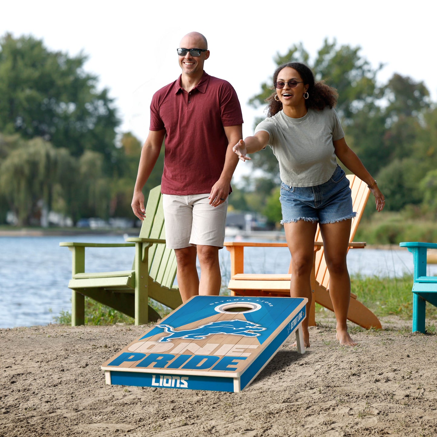 NFL Detroit Lions 2' x 4' All-Wood Cornhole Set
