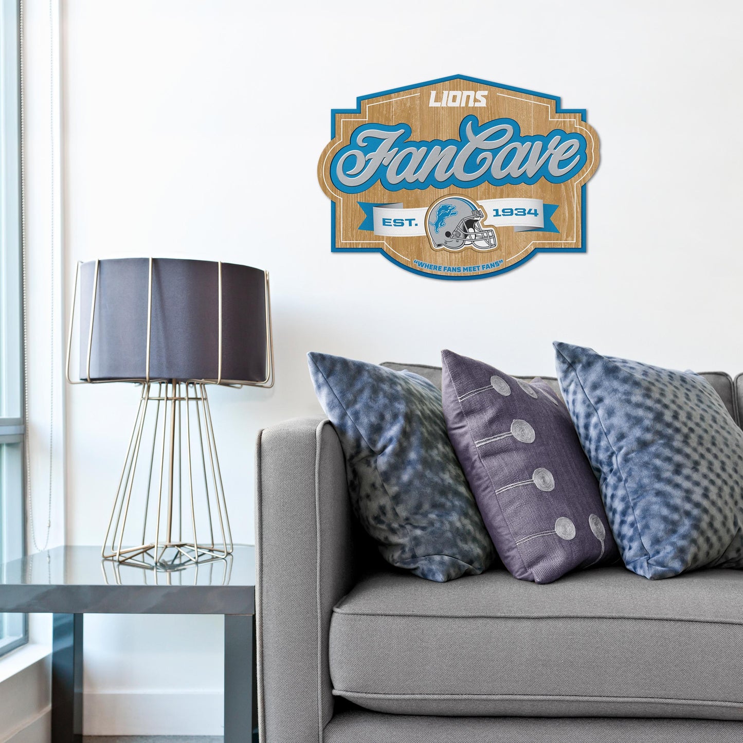 Detroit Lions Fan Cave Wall Art Alt 1