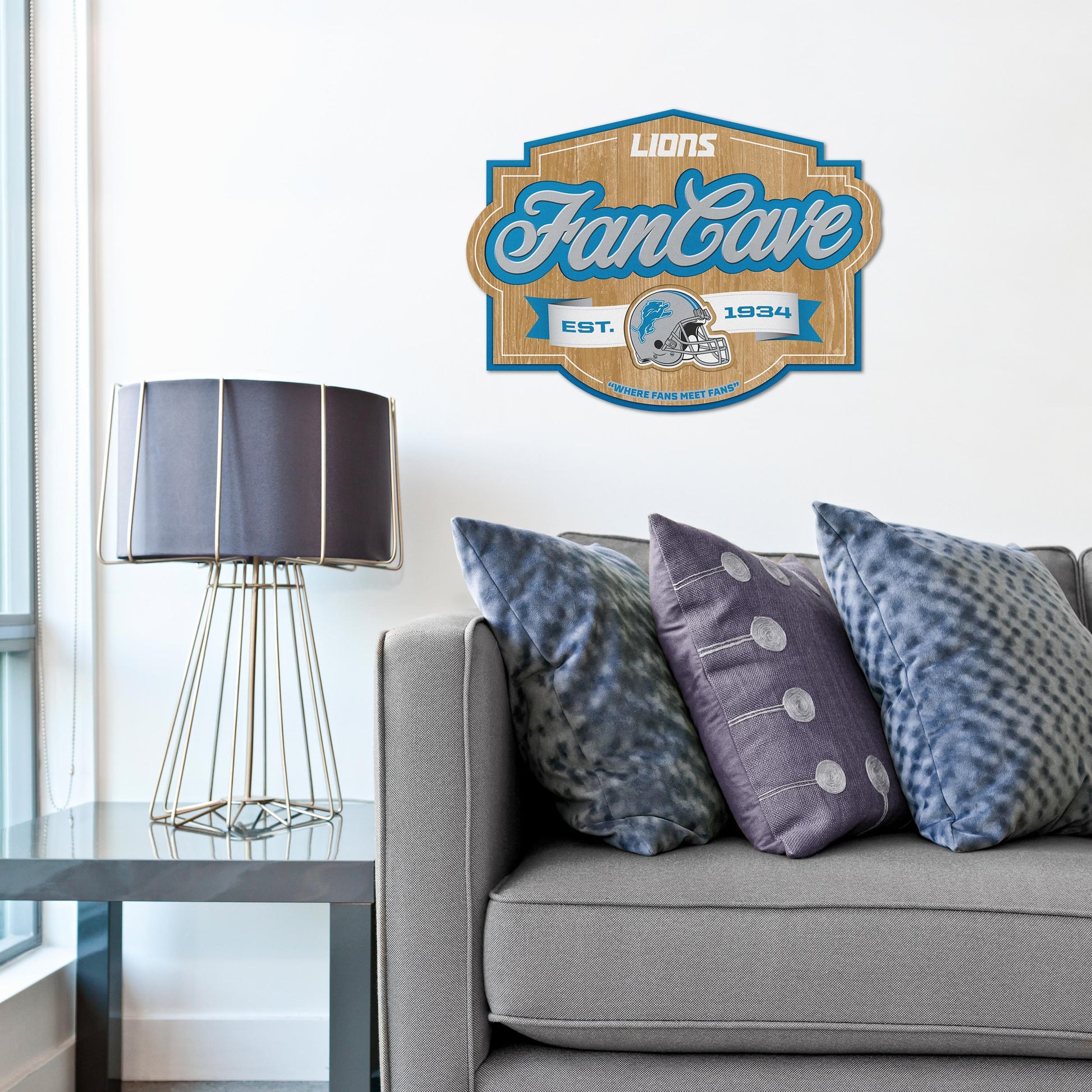 Detroit Lions Fan Cave Wall Art Alt 1