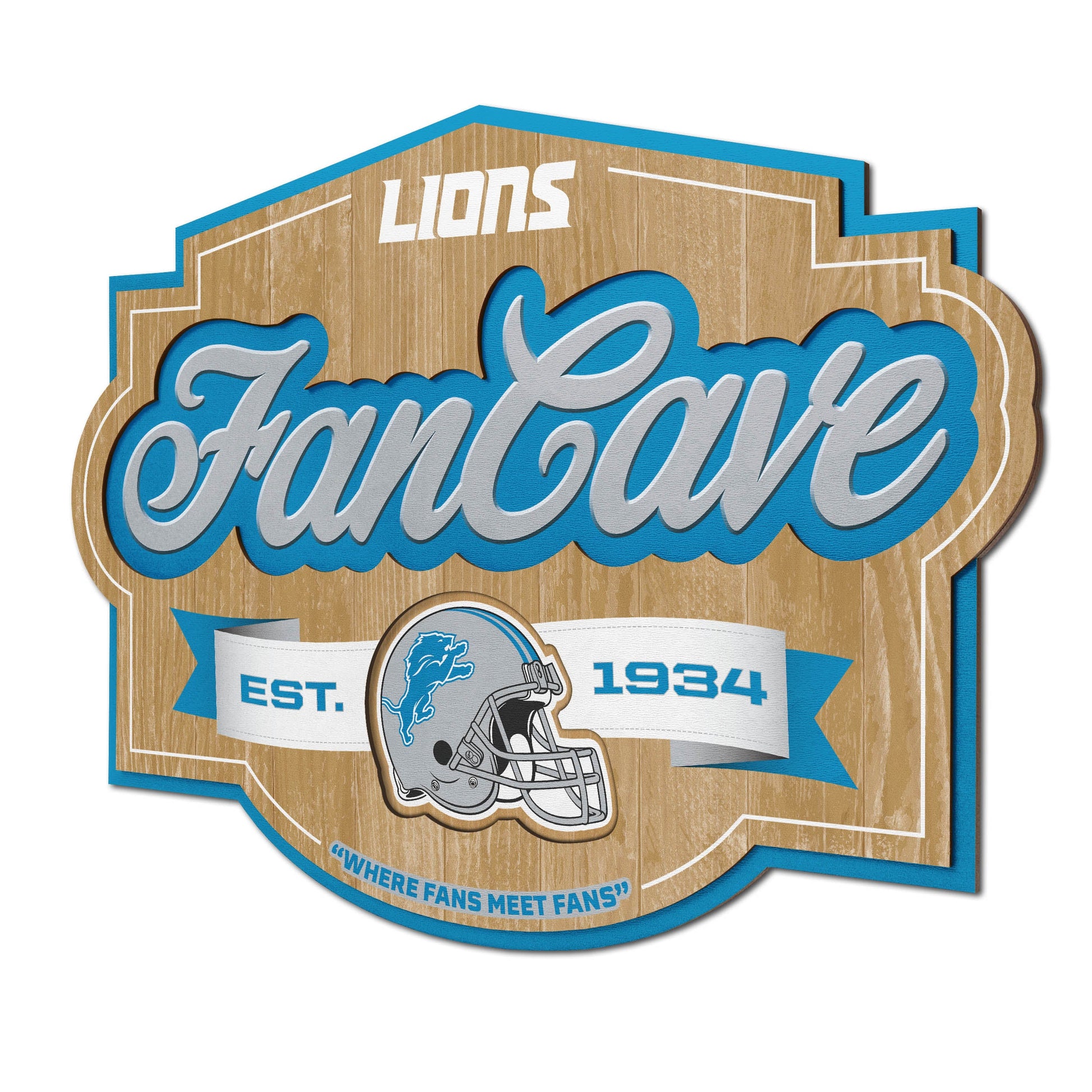 Detroit Lions Fan Cave Wall Art
