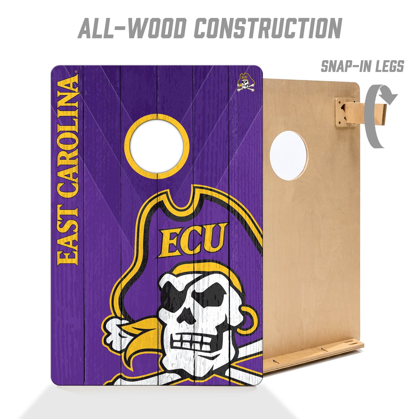 NCAA East Carolina Pirates 2' X 3' All-Wood Cornhole Set - Alt 2
